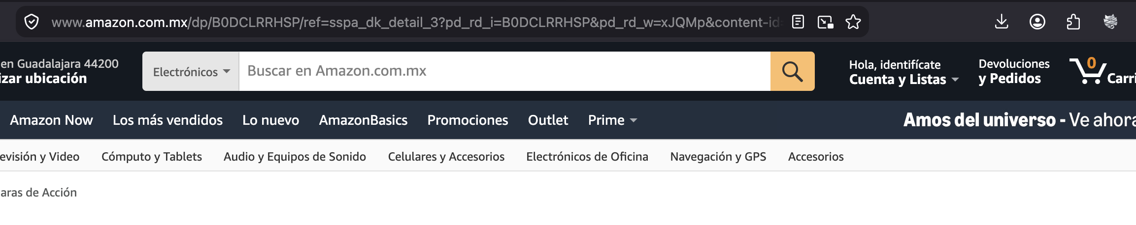 MichiClean limpiando automáticamente los parámetros de tracking de una URL de Amazon en tiempo real